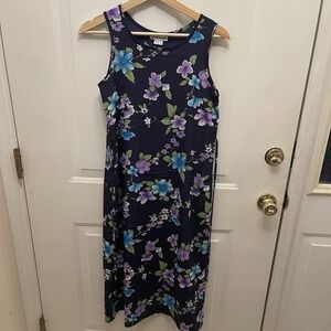 Vintage 90s My Michelle Girls‎ Size 16 Midi Dress Floral Print Navy Blue Purple